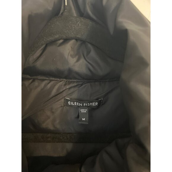 Eileen Fisher Women's M Quilted 80/20 Down Puffer Jacket Timeless Black Cozy - Picture 3 of 14
